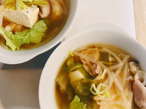 水キムチの汁でスープ 酸辣湯風